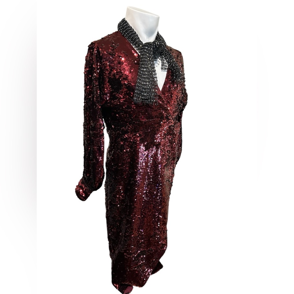 Ted Baker Burgundy Sequin Dress - Picture 3 of 10